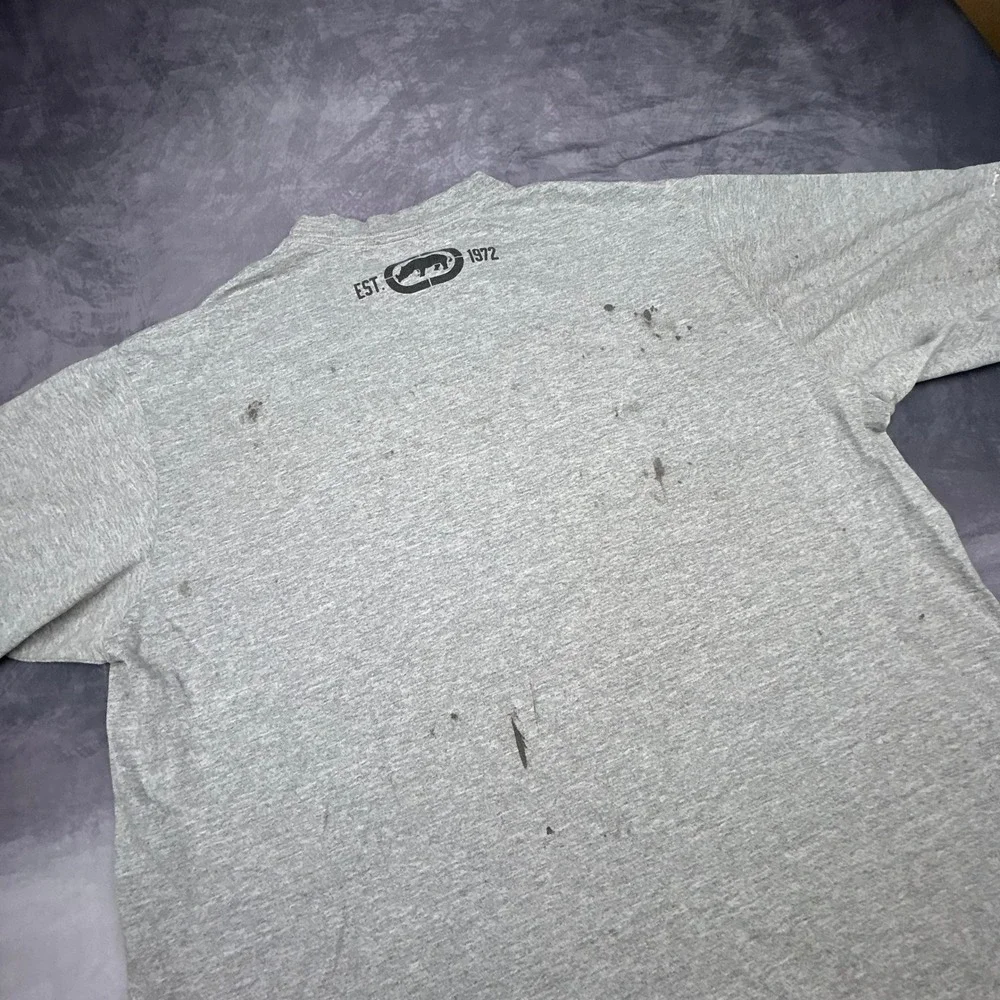 Vintage Ecko Unltd Rhino T-Shirt Mens‎ 2XL Grey Y2K Skate Hip Hop Thrashed Boxy - Picture 6 of 7